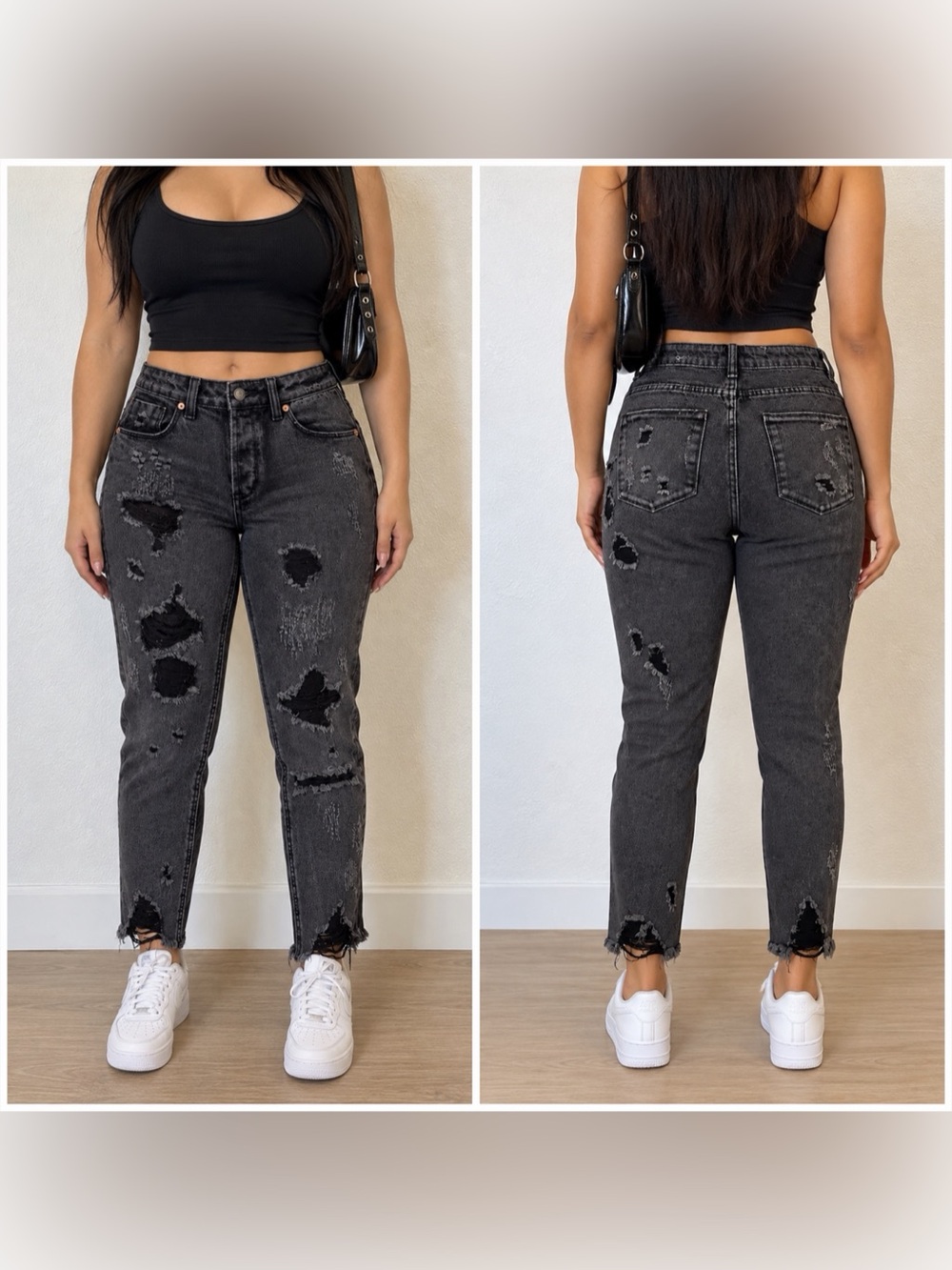Vestique Distressed Skinny Jeans in Gray Size Medium